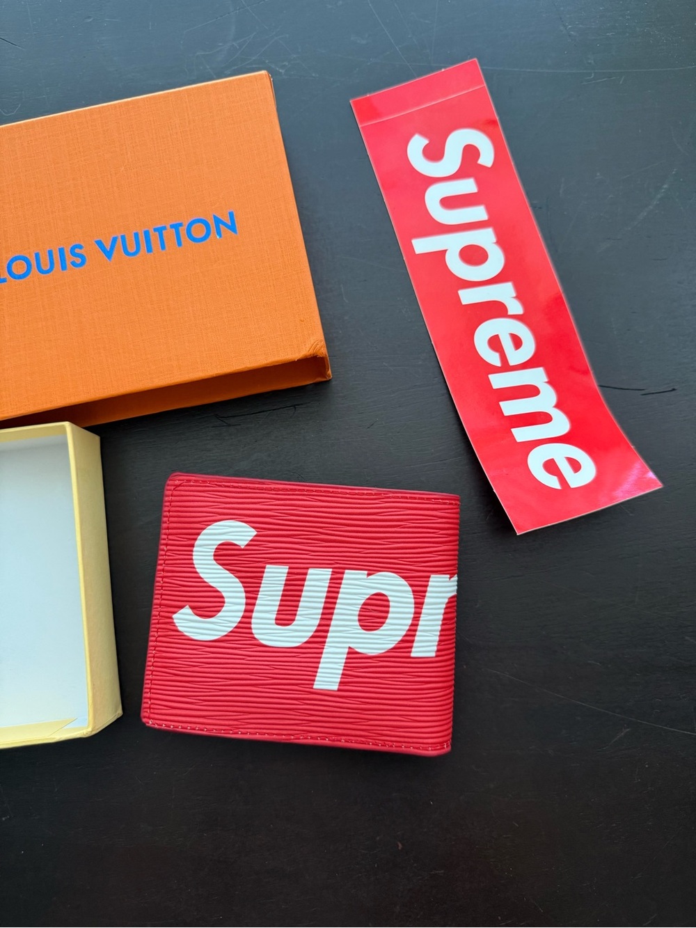Supreme Red Bi-Fold Wallet with White Logo